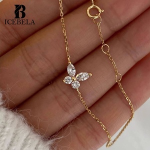 Braccialetto Semplice e Lussuoso in Argento Sterling S925 Placcato <span class=keywords><strong>Oro</strong></span> 18K con Zirconi Brillanti a Forma di Farfalla per Ragazze - Product Image 2