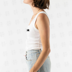 Top de tirantes de algodón transpirable para mujer, con logo bordado, cuello en <span class=keywords><strong>U</strong></span>, sexy, de tirantes gruesos, ajustado, para entrenamiento, venta al por mayor - Product Image 2