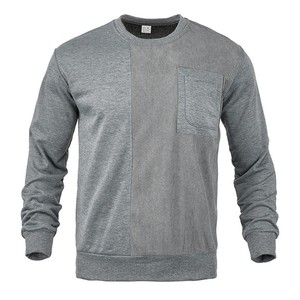 Round-neck sweater for men new style in spring loose fit pure color knitted <strong>long</strong>-sleeved sweater for men wholesale - Product Image 2