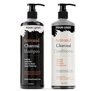 Low price wholesale Low MOQ detox brighten charcoal hair shampoo and conditioner for men