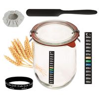 Pot de départ de pâte à pain 24 oz levain avec thermomètre, grattoir à bande d'alimentation pot de fermentation réutilisable pour la cuisson du pain