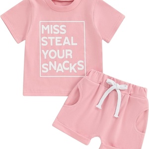 Ensemble de vêtements décontractés unisexes respirants en jersey à manches courtes/longues pour bébés et tout-petits - Product Image 2