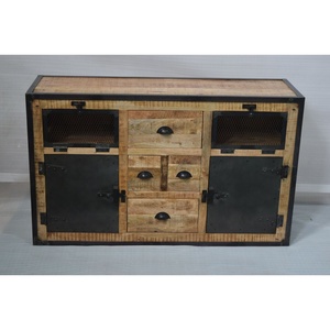 Vintage Industrial Mango Wood Sideboard <b>Big</b> Storage for Kitchen Home Office Hotel Workshop Living Room Use Farmhouse Style - Product Image 2