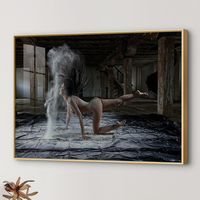 Vente chaude Noir Et Blanc Danse Femmes Nue Art Cristal Porcelaine Art Décoration Murale Peinture