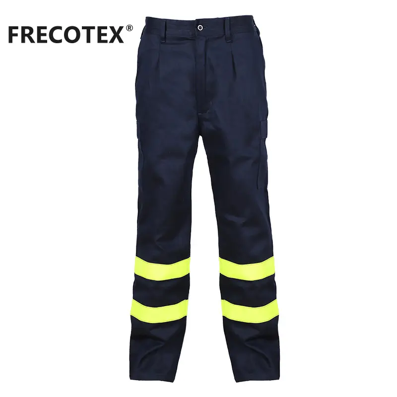 FRECOTEX Flame Resistant Herren Cargo hose Gelbe reflektierende Streifen Arbeits hose
