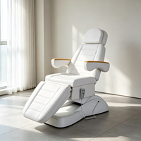 Lits de luxe pour salon de beauté, trois moteurs, lit de massage électrique, cuir beige, table de massage marron clair
