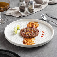 Assiettes en céramique de qualité supérieure, résistantes au lave-vaisselle et au micro-ondes, noires, pour la restauration occidentale, 8 pouces, en porcelaine, pour restaurant