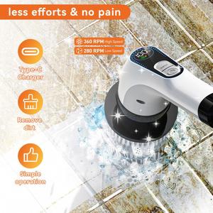 Telescopic Household 7In1 45Inch Pool Kitchen Toilet Floor Clean <b>Electric</b> Spin <b>Scrubber</b> Set Multifunction Power Cleaning Brushes - Product Image 5