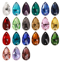 Strass en cristal K9 fantaisie à dos plat, en forme de goutte, à coudre, pour la décoration DIY de vêtements et robes de mariée, vente en gros