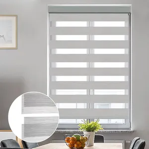 Manual Blackout Zebra Blinds Double Layer Fabric Shade Day And Night Zebra Blinds