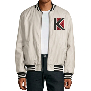 <b>Men's</b> High School Designer Varsity <b>Jackets</b> Custom Chenille Embroidery Cow Milled Leather Stand Black Brown <b>Canvas</b> Kalan Fashion - Product Image 2
