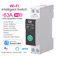 Interrupteur intelligent Wi-Fi AT 1P 1-63A pour maison connectée, télécommande sans fil, disjoncteur Wi-Fi sur rail, mini-interrupteur Wi-Fi MCB