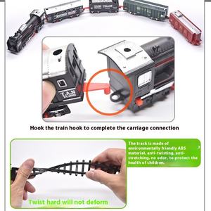 Pista de <span class=keywords><strong>tren</strong></span> eléctrico de simulación Retro para niños, juguetes de ranura de plástico DIY con batería, Material de <span class=keywords><strong>PC</strong></span> con función de luces - Product Image 5