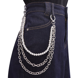 Hip Hop Style Metal Pearl Waist <b>Chain</b> Multi Layered Imitation Pearl <b>Jeans</b> Accessory For Daily Wear Street Dance Fashion Body - Product Image 1
