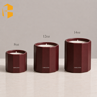 FUBEI LIVING Bougie parfumée mate décagonale bleu-gris, écologique, aromathérapie, décoration d'intérieur, ensemble diffuseur à bâtonnets en céramique