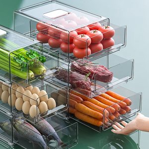 Food-Grade Clear Kitchen Fridge Drawer Organizer Fridge Organizer Refrigerator Clear Food Container