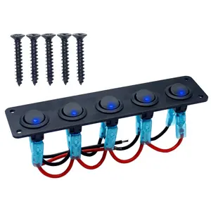 Interruptor basculante de 5 entradas y 12V para coche, disyuntores de barco marino, luz LED con protección contra sobrecarga, Panel de circuito de interruptor basculante