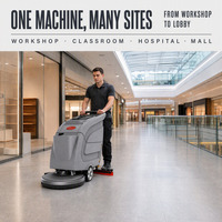 Nettoyeuse-sécheuse électrique autoportée CleanHorse X1 pour gares, 530 mm, pour espaces publics, 24 V 85 Ah
