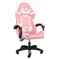 Chaise de gamer pivotante réglable en hauteur personnalisée de couleur rose chaise de jeu d'ordinateur en cuir confortable sans gravité pour pc