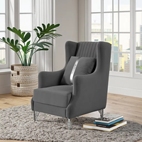 Ensemble de canapés de luxe moderne pour salon, 2 canapés + 2 fauteuils, 1-1-3-3, en velours, avec décor en acier argenté, mobilier rembourré pour villa de luxe