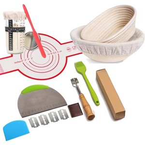 Yeast Bread Starter Kit with Full Danish Egg Beater Cane Bread Proofing Basket <b>Baking</b> Pastry Tools Made <b>Silicone</b>-Packed Carton - Product Image 6