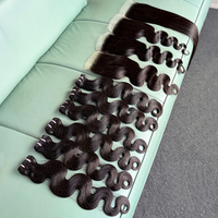 Extensions de cheveux 100% naturels avec closure frontale HD transparente et mèches, styles raides et ondulés, vente en gros