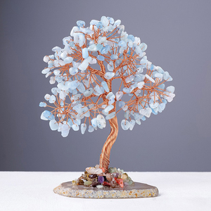 Arbre de cristal de pierres de guérison naturelles de luxe 7 Chakra aigue-marine sur la Base d'agate bonsaï Rose Quartz arbre de vie Feng Shui pour la chance - Product Image 6