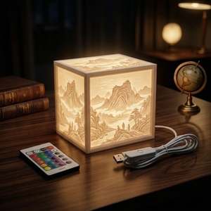 Lampe de <span class=keywords><strong>nuit</strong></span> LED USB à télécommande, base lumineuse ronde 5V pour imprimante 3D, <span class=keywords><strong>d</strong></span>écoration intérieure - Product Image 3