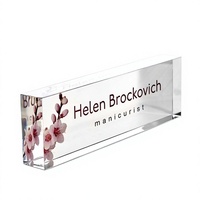 Ornement de bureau en acrylique transparent épais avec impression couleur UV haute définition, logo de bureau, décoration en cristal de verre
