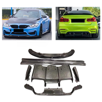 Kit de carrosserie de conversion en fibre de carbone style PSM pour BMW F80 M3 F82 M4 2014-2020 : Lame avant, diffuseur arrière et jupes latérales modifiés