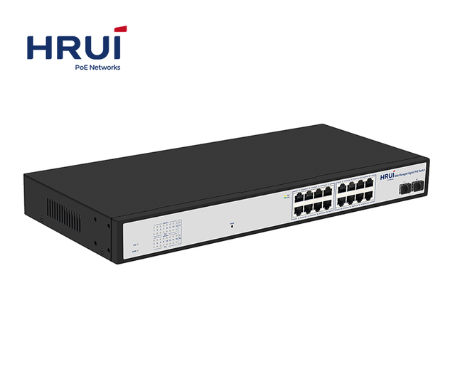 18 Port Gigabit Web Managed PoE Switch, 16 PoE+2 SFP Uplink, Support VLAN QoS, Smart Network Switch for CCTV IP Camera