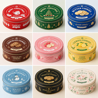 Boîte en fer blanc ronde personnalisée pour cadeaux de Noël, emballage en gros pour biscuits, chocolats et friandises de fin d'année
