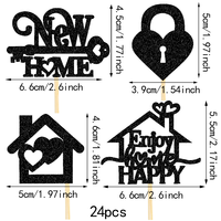 Schwarz-Goldene Happy Family Cupcake-Topper Neue HOME Key Love Lock Party Kuchendekoration