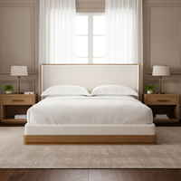 Meubles de chambre à coucher de luxe, lit king size avec panneaux, lits en bois de chêne massif