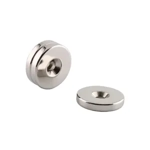 Aangepaste N22 Schijf Neodymium Magneet Fabriek Prijs Permanente Sintered Ndfeb Met Cirkelvormige Verzonken Gat Ring