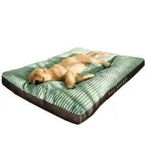 中型大型犬用BOTOビッグドッグマットコーデュロイパッド特大ペットスリーピングベッド大きく厚く取り外し可能な洗えるペットベッド