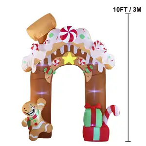 Cuộc sống kích thước lớn thổi UPS ngoài trời giáng sinh thắp sáng Santa Sleigh vòm người tuyết Gingerbread cây inflatables sân trang trí