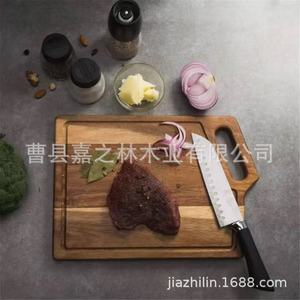 Planche à découper en bois d'acacia rectangulaire avec poignée pour la cuisine, petite, moyenne, grande taille, couleur naturelle D45 - Product Image 4
