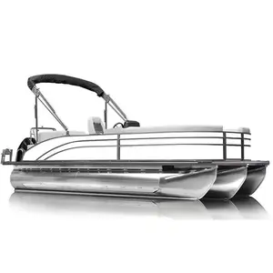 Barco flutuante de alta velocidade para iate, barco pontão de alumínio luxuoso com motor de popa e barraca, 2024