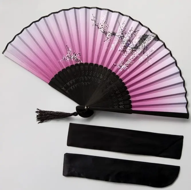 New Wholesale Custom Printed Logo Folding Hand Fan Wedding Bamboo Hand Held Fan