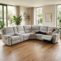 Canapé d'angle moderne PUZE Chesterfield inclinable intelligent en forme de L pour home cinéma, mobilier multifonctionnel en tissu pour salon