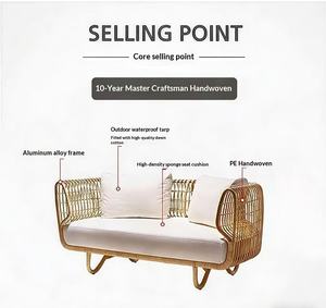 Ensemble de canapés en rotin tressé sur mesure pour l'extérieur avec table basse pour cour, jardin, hôtel, <span class=keywords><strong>terrasse</strong></span> - Product Image 3