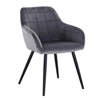 Échantillon gratuit, chaise de salle à manger en velours de luxe au design moderne, pieds en métal, avec accoudoirs