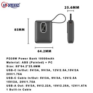Customizable 10000mAh PD 35W Fast Charging Portable <b>Power</b> <b>Bank</b> Built in Charging Cable for Phone - Product Image 2