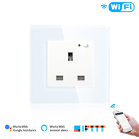 Prise murale intelligente WiFi panneau de verre Smart Life/Tuya APP télécommande, fonctionne avec Echo Alexa Google Home EU FR UK