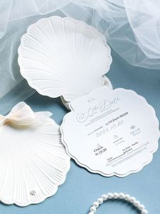 Carte de vœux de mariage originale Fangcunli, faite à la main, gaufrée, design coquillage marin, personnalisée, 25 exemplaires - Product Image 4
