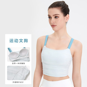 Women's Sports <b>Bra</b> With Padded Molded Cup High Support Yoga Running Fitness Top White Light <b>Blue</b> Light Purple S M L XL - Product Image 1