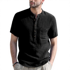 Camiseta Deportiva Casual para Hombre, Cuello Redondo, Botones, Manga Corta, Tejido de Poliéster/Algodón Transpirable - Product Image 4