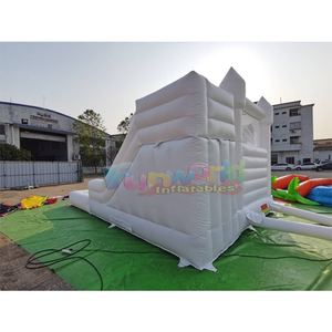 Castillo inflable comercial blanco para fiestas de cumpleaños infantiles al aire libre con tobogán y piscina de pelotas - Product Image 4