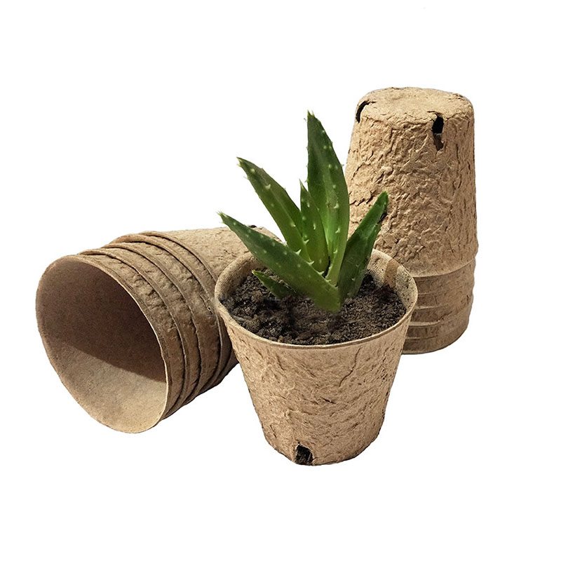 Naturix 80Mm Biologisch Afbreekbare Tuinplanter Papieren Potten Milieuvriendelijke Bloemenplant Set Keramische Houten Vaas Ophanging Turf Inbegrepen